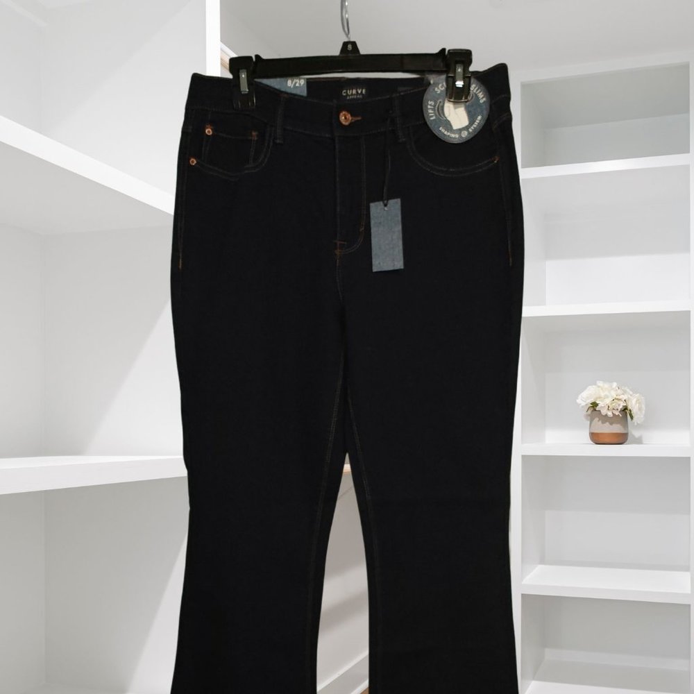 Curve Appeal - High Rise Flare - Dark Blue Denim - Size 8